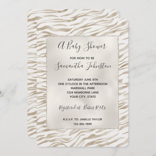 Zen Cream White Cocoa Brown Zebra Print Kaart (Voorkant / Achterkant)