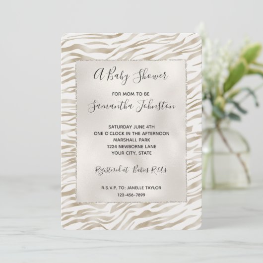 Zen Cream White Cocoa Brown Zebra Print Kaart (Staand voorkant)