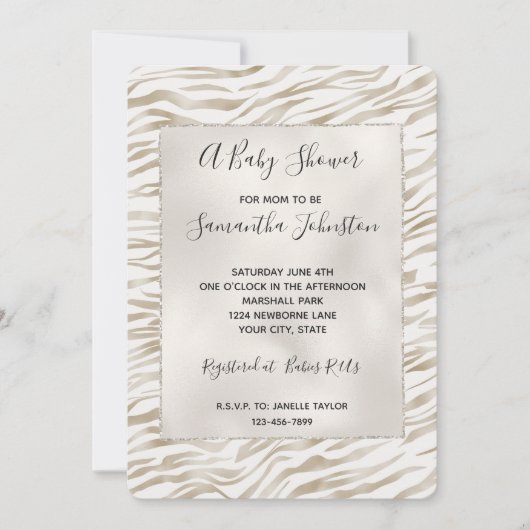 Zen Cream White Cocoa Brown Zebra Print Kaart (Voorkant)