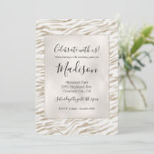 Zen Cream White Cocoa Brown Zebra Print Kaart (Staand voorkant)