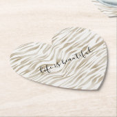 Zen Cream White Cocoa Brown Zebra Print Kartonnen Onderzetters (Gekanteld)