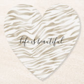 Zen Cream White Cocoa Brown Zebra Print Kartonnen Onderzetters (Voorkant)