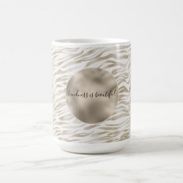Zen Cream White Cocoa Brown Zebra Print Koffiemok