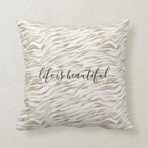 Zen Cream White Cocoa Brown Zebra Print Kussen