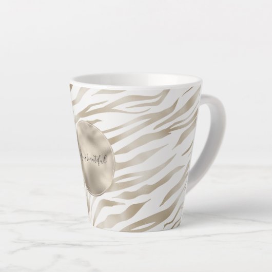 Zen Cream White Cocoa Brown Zebra Print Latte Mok (Rechterhoek)