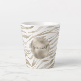 Zen Cream White Cocoa Brown Zebra Print Latte Mok
