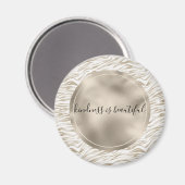 Zen Cream White Cocoa Brown Zebra Print Magneet (Voorkant / Achterkant)