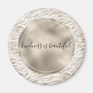 Zen Cream White Cocoa Brown Zebra Print Magneet