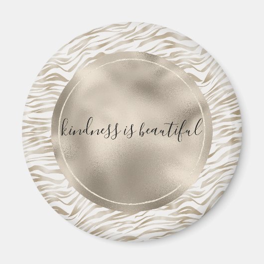 Zen Cream White Cocoa Brown Zebra Print Magneet (Voorkant)