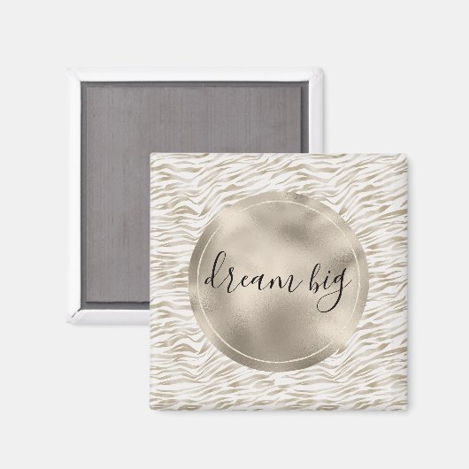 Zen Cream White Cocoa Brown Zebra Print Magneet (Voorkant / Achterkant)