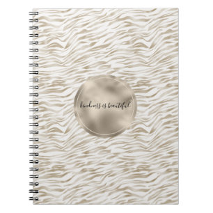 Zen Cream White Cocoa Brown Zebra Print Notitieboek