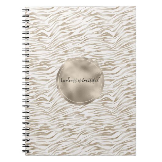 Zen Cream White Cocoa Brown Zebra Print Notitieboek (Voorkant)