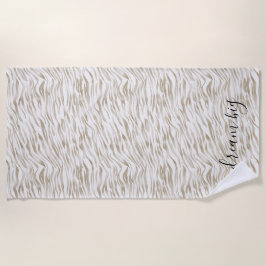Zen Cream White Cocoa Brown Zebra Print Strandlaken