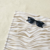 Zen Cream White Cocoa Brown Zebra Print Strandlaken (In situ)