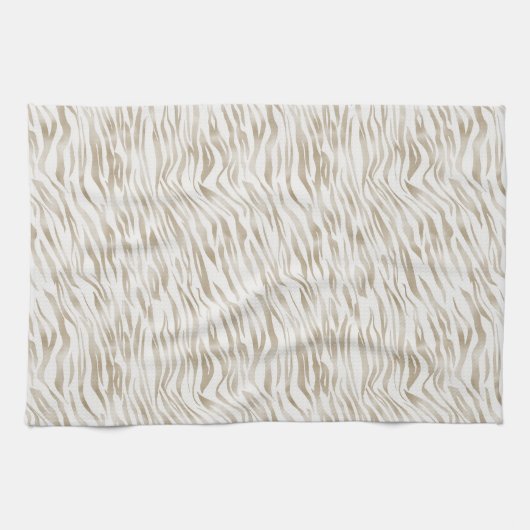 Zen Cream White Cocoa Brown Zebra Print Theedoek (Horizontaal)