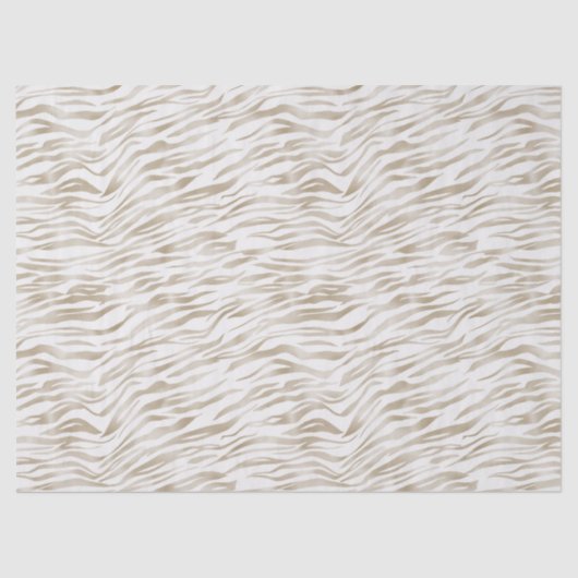 Zen Cream White Cocoa Brown Zebra Print Tissuepapier (Voorkant)