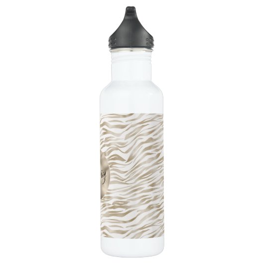 Zen Cream White Cocoa Brown Zebra Print Waterfles (Rechts)