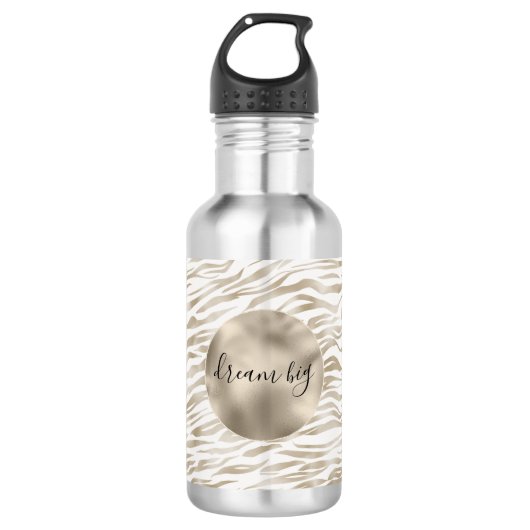 Zen Cream White Cocoa Brown Zebra Print Waterfles (Voorkant)