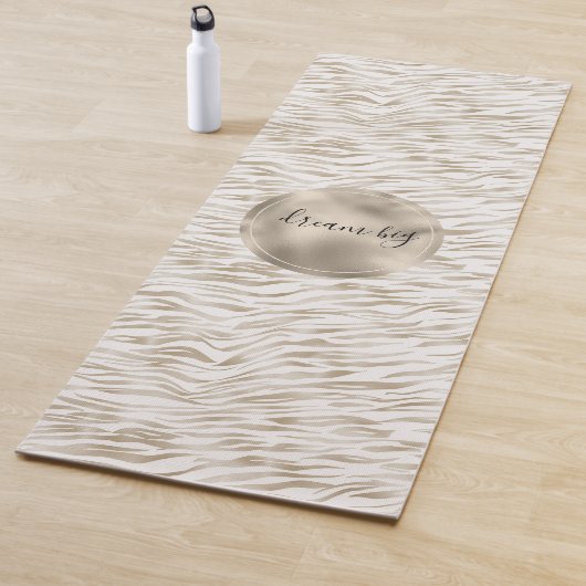 Zen Cream White Cocoa Brown Zebra Print Yogamat (In situ)