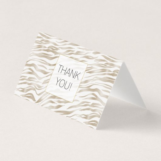 Zen Cream White Zebra Print Dank u Kaart (Voorkant)