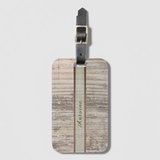 Zen Custom Name Hout Grain Stripes Bagagelabel (Voorkant (verticaal))