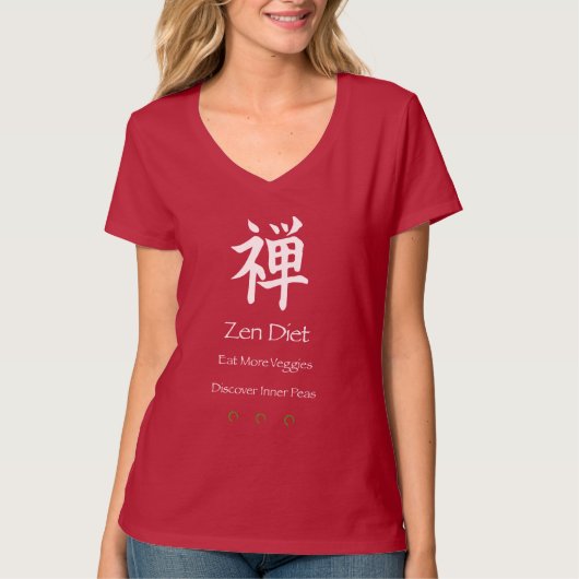 Zen Dieet Eet Meer Groenten Witte Tekst T-shirt (Voorkant)