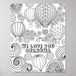 Zen Doodle Art Swirls Balloons Volwassenen Kleuren Poster