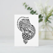 Zen doodle art zee schelp zwart wit patroon Briefkaart (Staand voorkant)