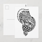 Zen doodle art zee schelp zwart wit patroon Briefkaart (Voorkant / Achterkant)