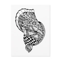  Zen doodle art zee schelp zwart wit patroon