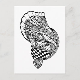  Zen doodle art zee schelp zwart wit patroon Briefkaart