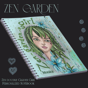 Zen Doodle Garden Girl Gepersonaliseerd Notitieboe Notitieboek