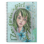 Zen Doodle Garden Girl Gepersonaliseerd Notitieboe Notitieboek (Voorkant)