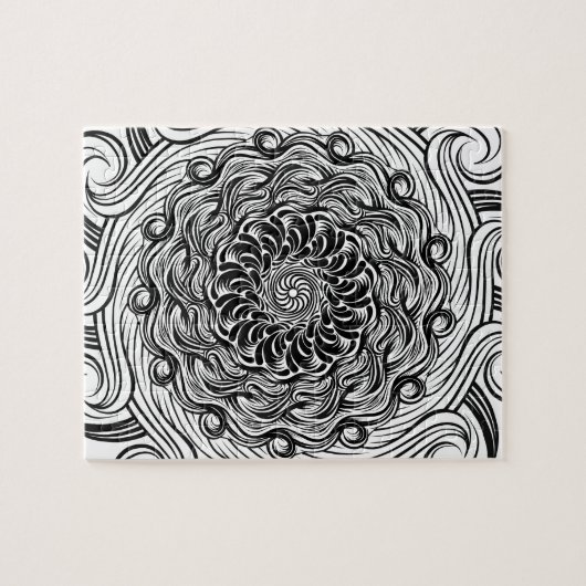 Zen Doodle optische illusie zwart-wit Legpuzzel (Horizontaal)