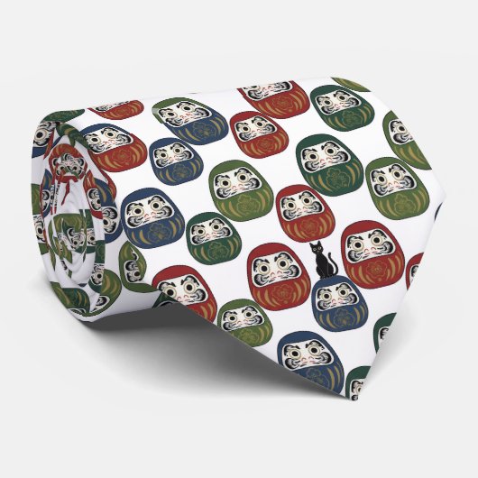 Zen Elegance: Traditional Japanese Daruma Textile  Stropdas (Opgerold)