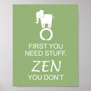 Zen Elephant Enso Poster