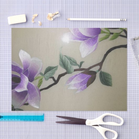 Zen Embroidery paarse magnolia flower Tissuepapier (Craft)