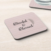 Zen-engel veren witte roze strepen onderzetters (Linkerzijde)