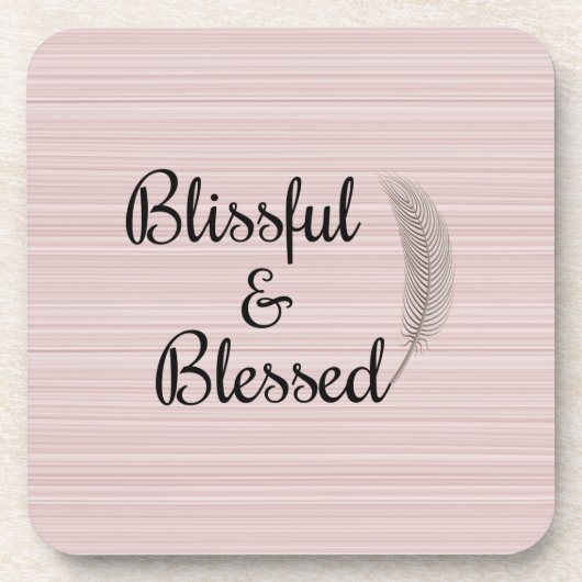 Zen-engel veren witte roze strepen onderzetters (Voorkant)