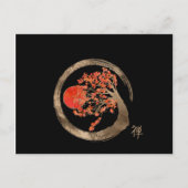 Zen Enso Circle and Golden Sakura Tree Feestdagenkaart (Voorkant)