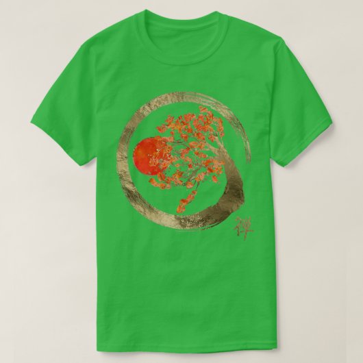 Zen Enso Circle and Golden Sakura Tree T-shirt (Design voorkant)