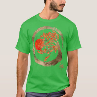 Zen Enso Circle and Golden Sakura Tree T-shirt