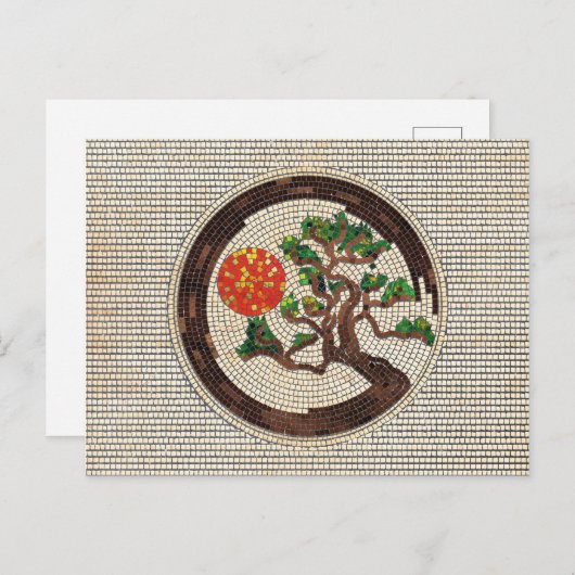 Zen Enso Circle en Bonsai Tree Mosaic Briefkaart (Voorkant / Achterkant)