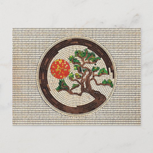 Zen Enso Circle en Bonsai Tree Mosaic Briefkaart (Voorkant)