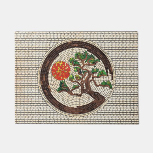 Zen Enso Circle en Bonsai Tree Mosaic Deurmat (Voorkant)