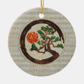Zen Enso Circle en Bonsai Tree Mosaic Keramisch Ornament (Voorkant)