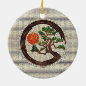 Zen Enso Circle en Bonsai Tree Mosaic Keramisch Ornament (Achterkant)