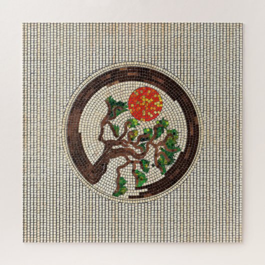 Zen Enso Circle en Bonsai Tree Mosaic Legpuzzel (Horizontaal)