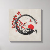 Zen Enso Circle en Sakura Branches Canvas Afdruk (Voorkant)