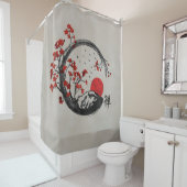 Zen Enso Circle en Sakura Branches Douchegordijn (In situ)